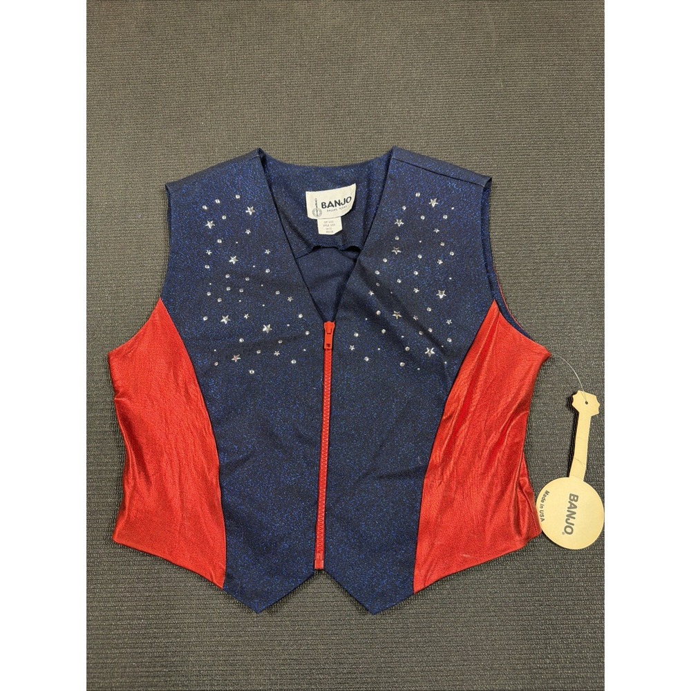 New Banjo Western Show Vest Red Blue Stars Youth 10-12